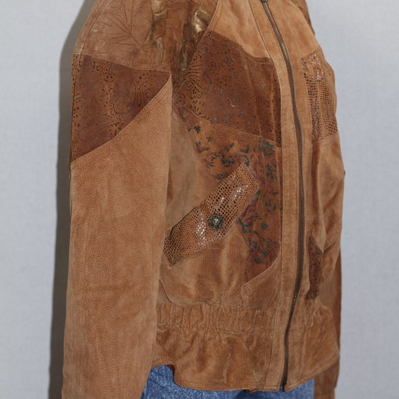 Winlit Brown Leather Bomber Coat - Picture 13 of 16